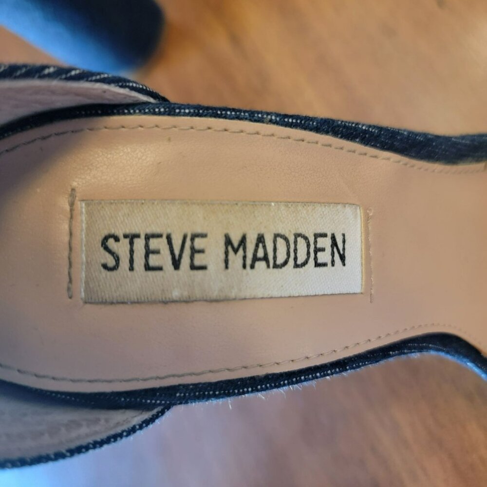 Steve Madden Carson Block Heel, Women 5M, Denim Blue, 4" Heel, EUC - Picture 6 of 7